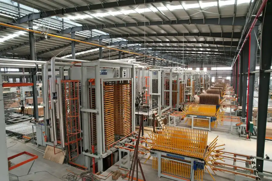 Plywood manufacturing process and production facilities