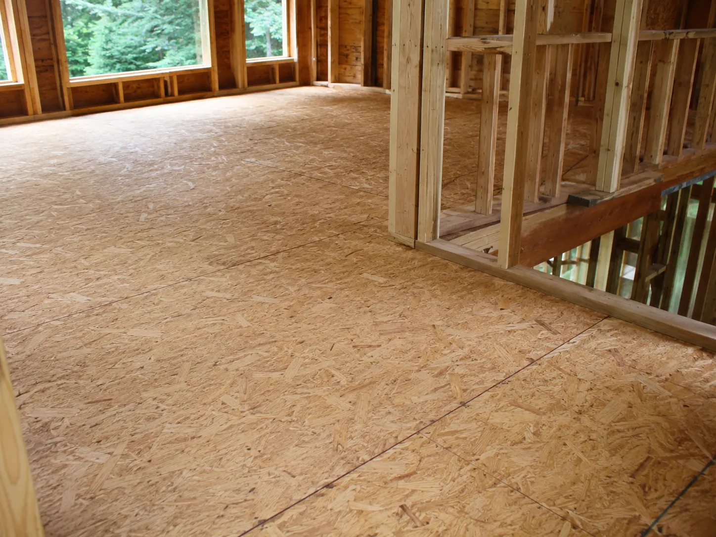 OSB panels used for structural subfloor and flooring