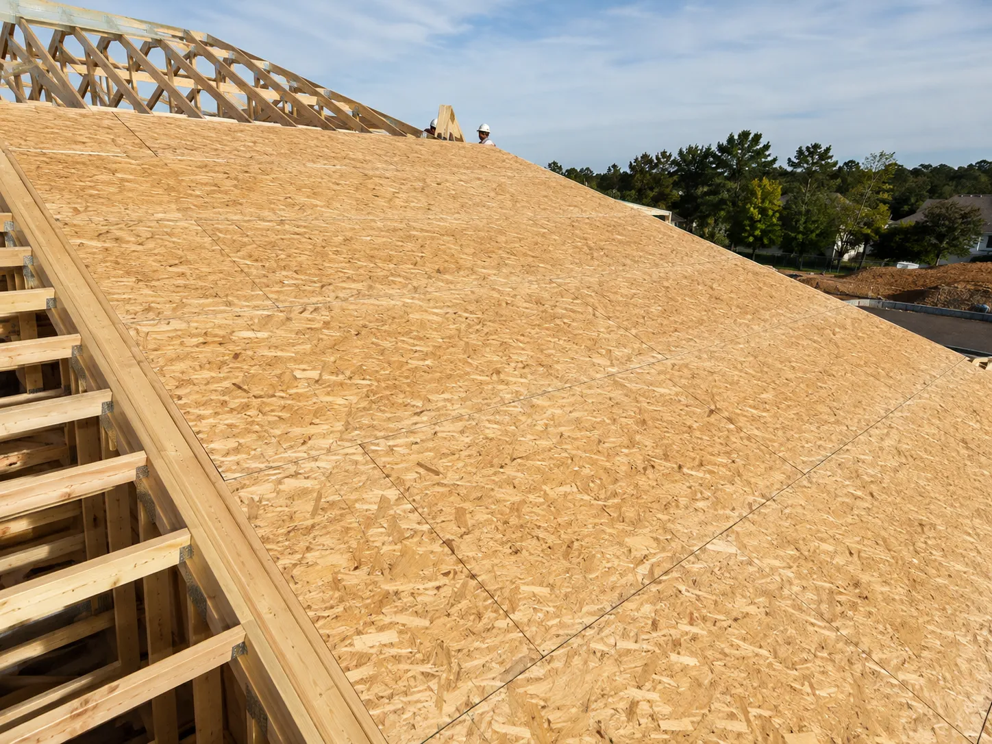 OSB panels used for roof decking and roof sheathing