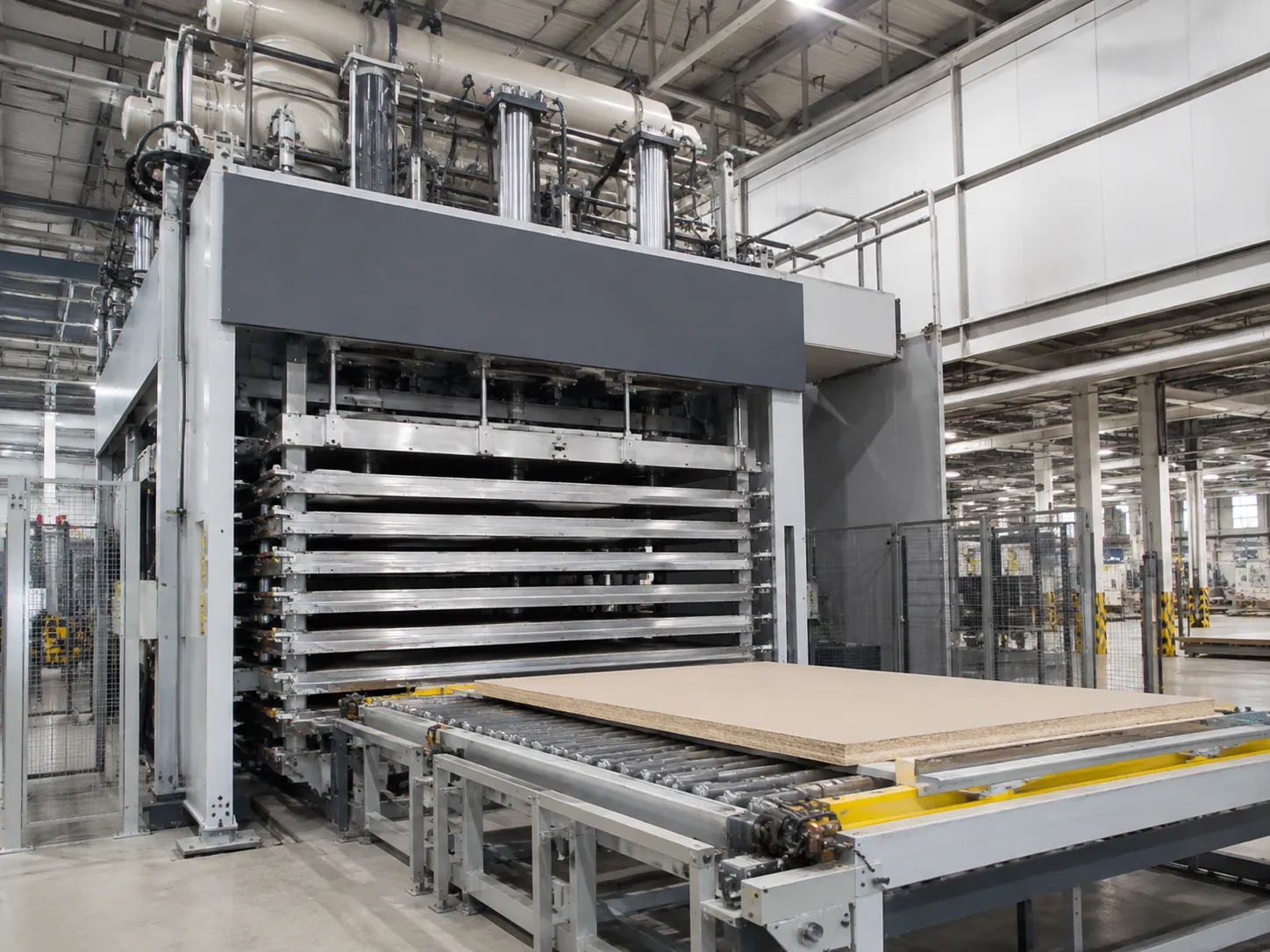 Industrial hot press equipment for wood panel production