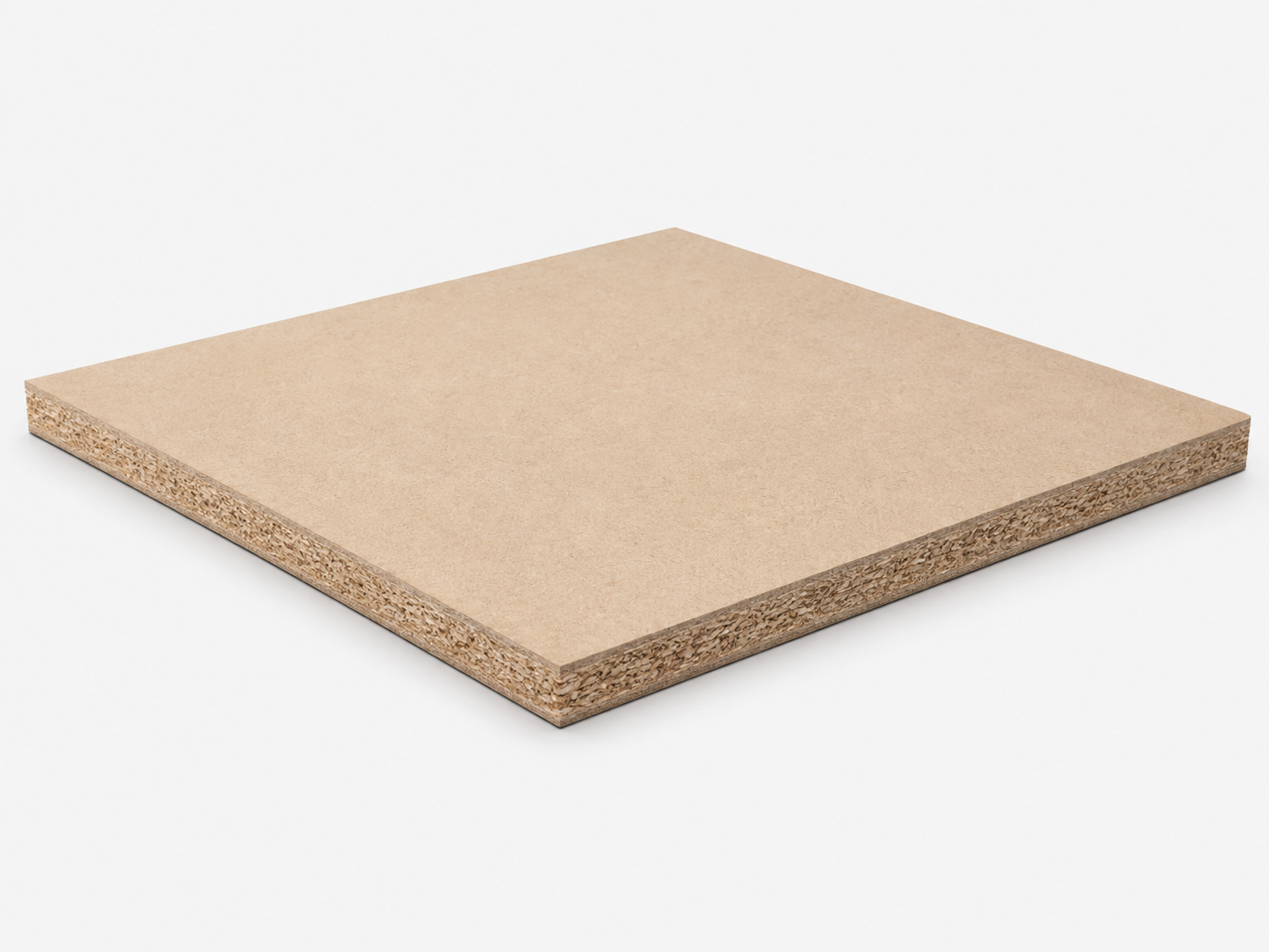 Raw particleboard panel with sanded surface