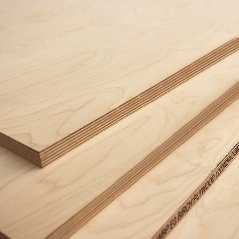 Finished plywood panels showing natural veneer surface and layered core