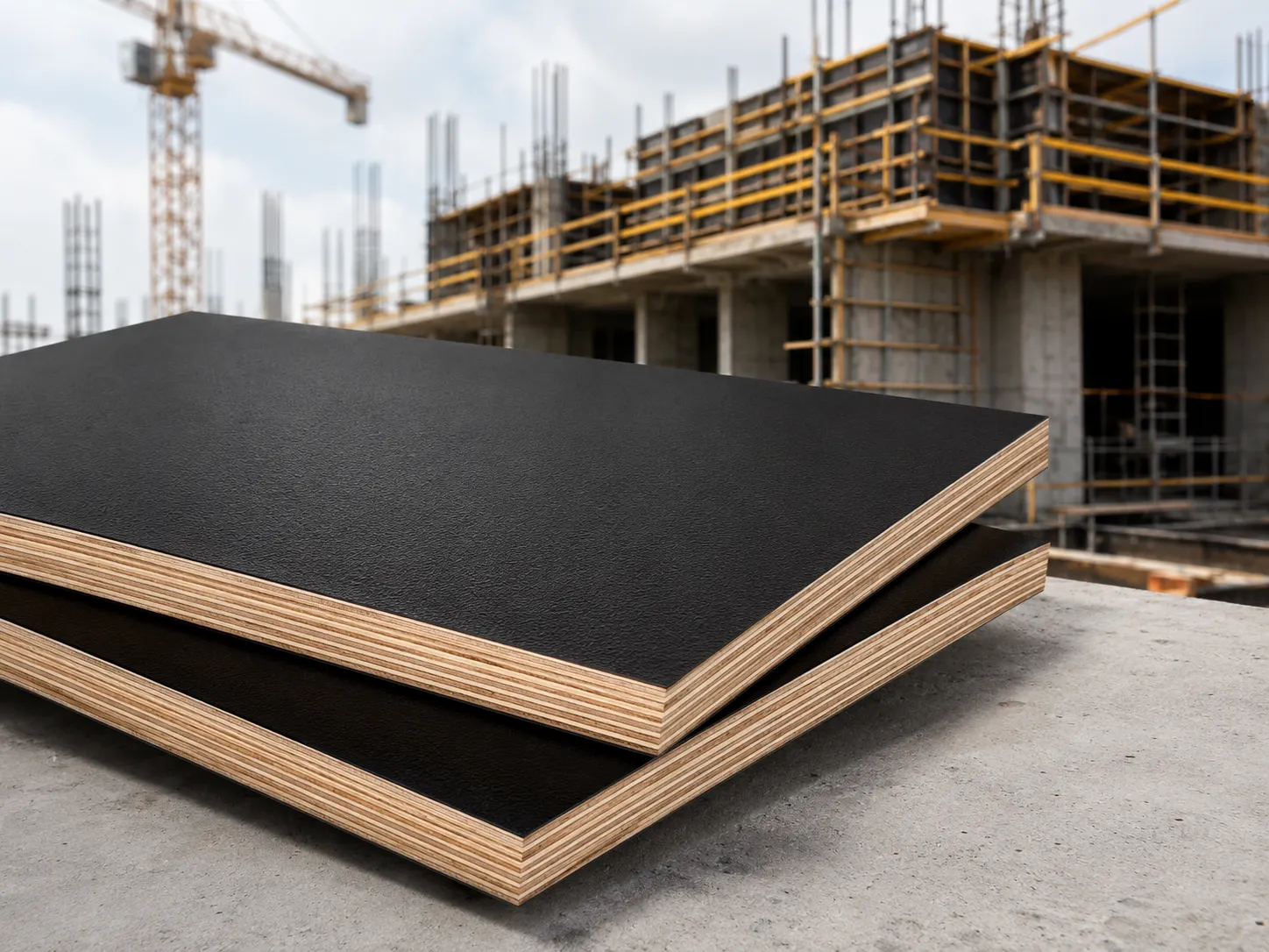 Film faced plywood for concrete formwork and construction applications