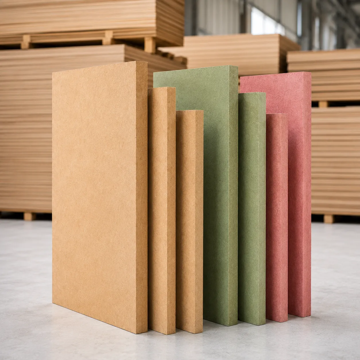 Standard moisture resistant and fire retardant MDF boards in different thicknesses
