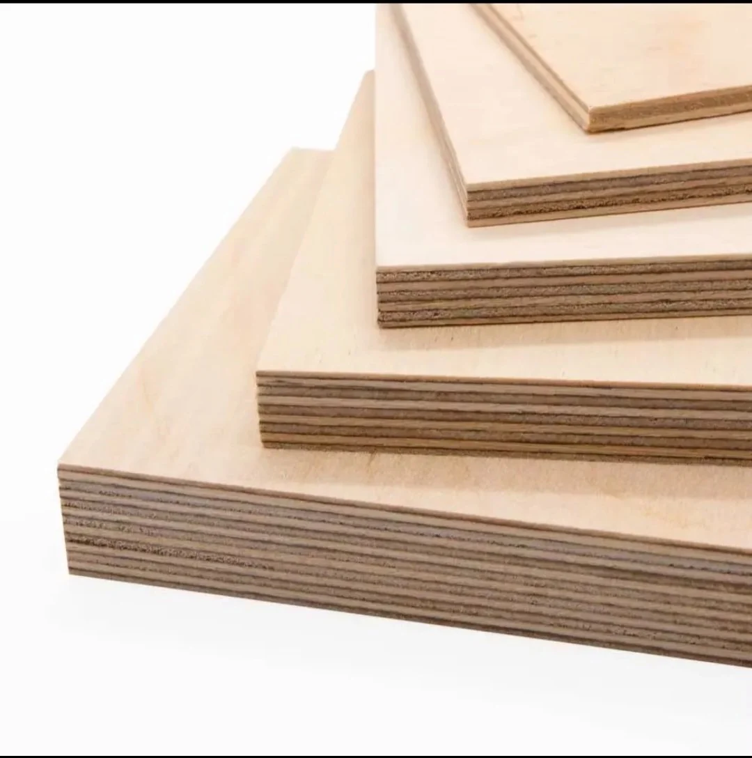 Plywood panels showing layered core construction and panel thickness